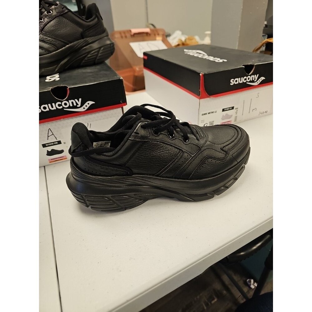 SAUCONY WOMEN'S GUIDE METRO LE LEATHER MAX CUSHION‎  WALKING Sz 10 XW BLACK NEW - Picture 2 of 9
